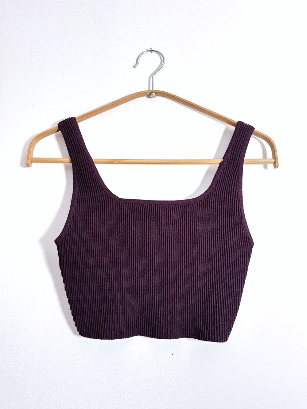 Aritzia Babaton Sculpt Knit Squareneck Cropped Tank - Eggplant - Size Small